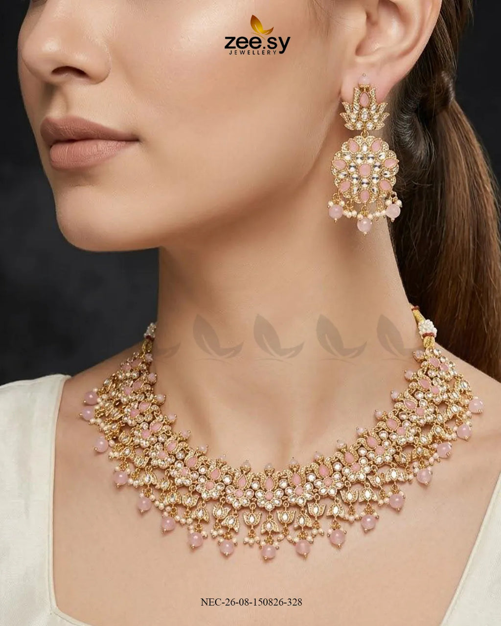 Jade Blossom Drop Necklace Set
