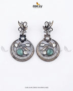 Jade Circular Floral Statement Earrings