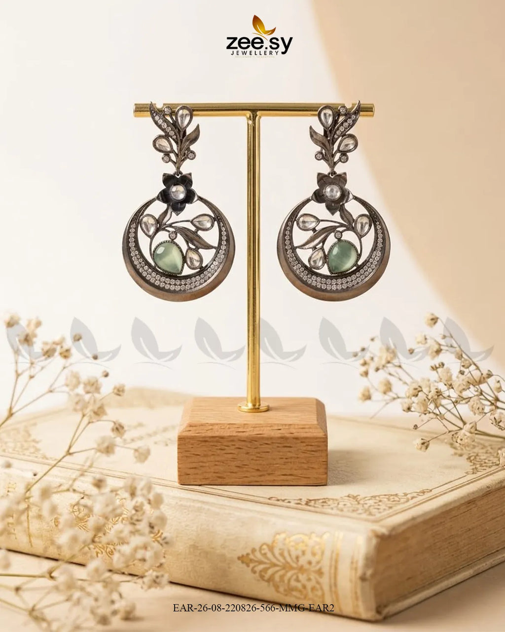 Jade Circular Floral Statement Earrings