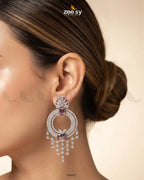 Mauve Lattice Round Zirconia Earrings