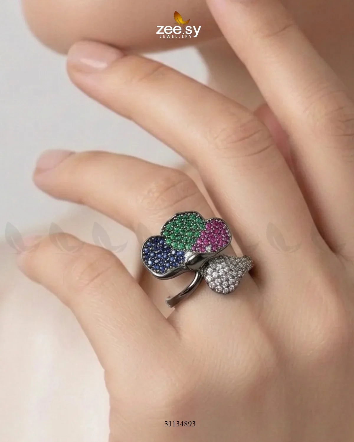 Metallic Statement Gemstone Ring