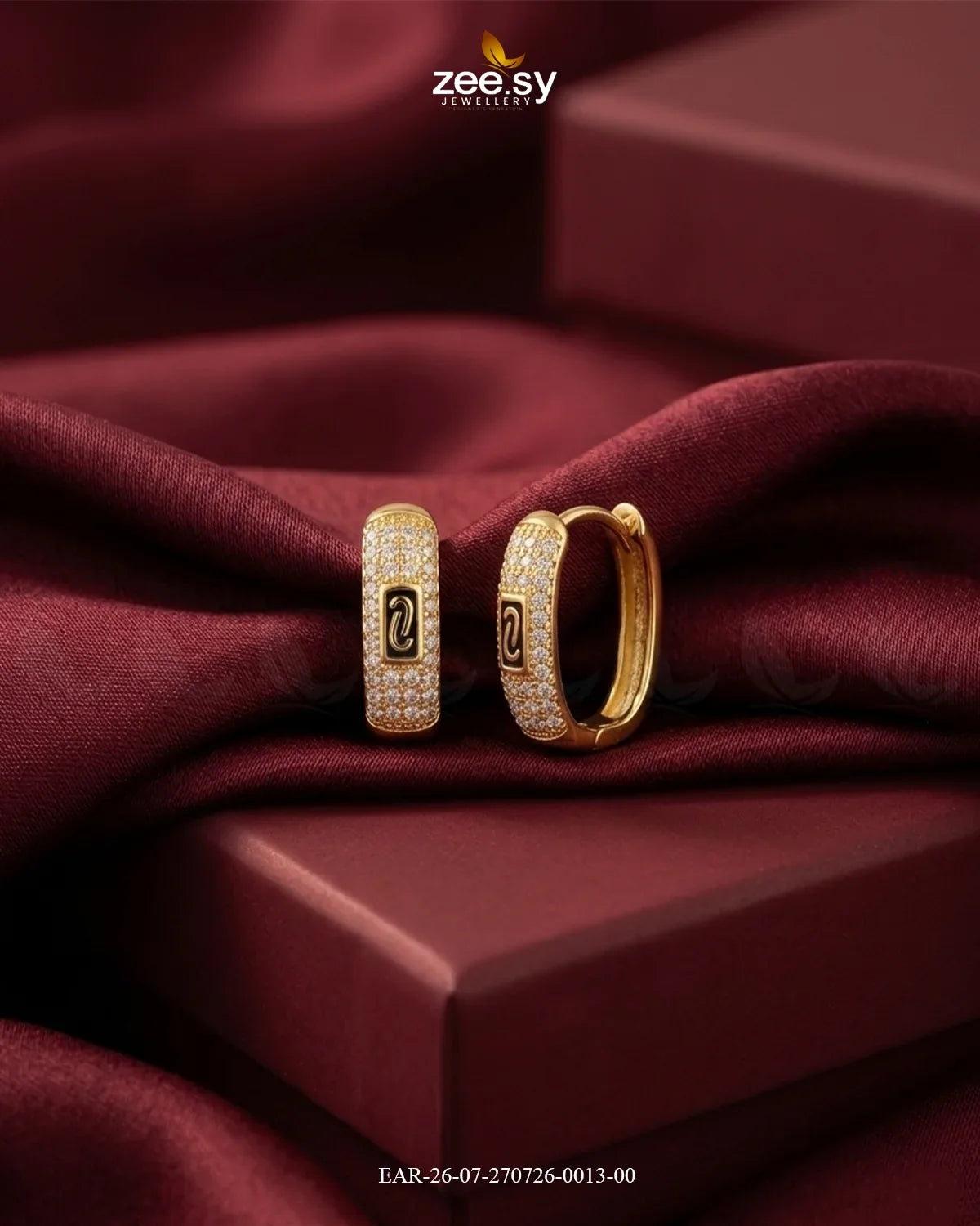 Micro Zirconia Monogram Hoop Earrings