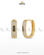 Micro Zirconia Monogram Hoop Earrings