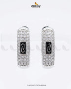 Micro Zirconia Monogram Hoop Earrings