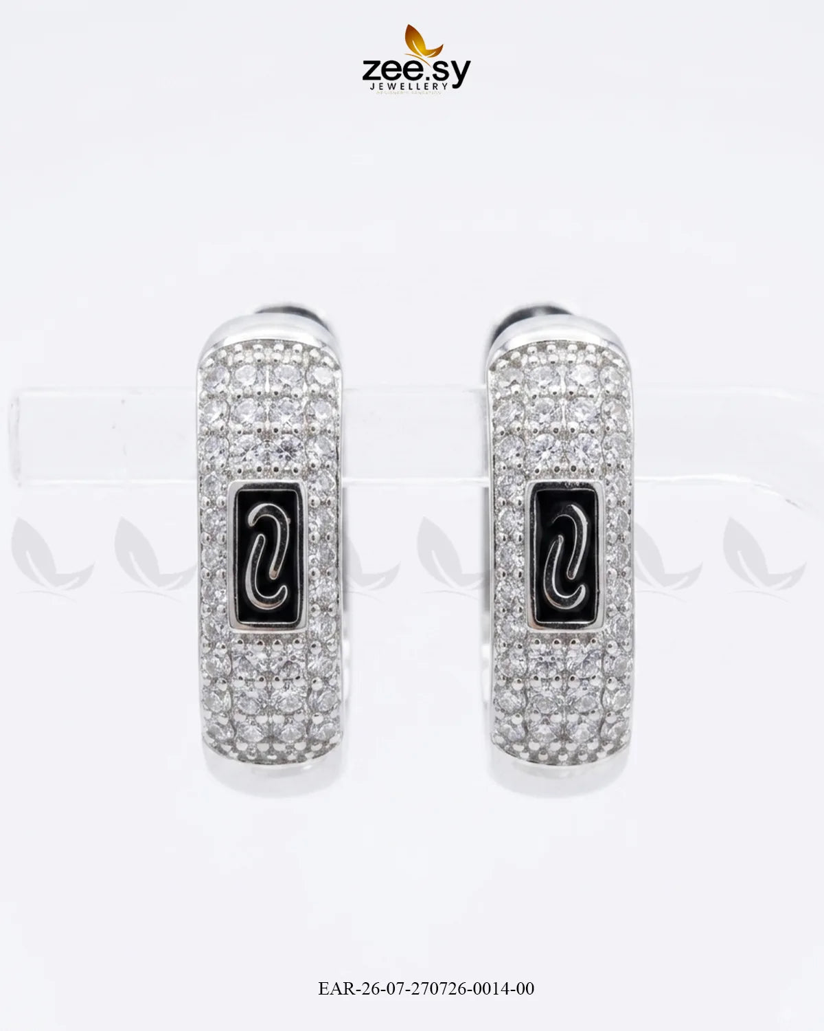 Micro Zirconia Monogram Hoop Earrings