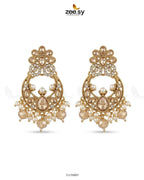 Moon Pearl Stone Chandbali Earrings