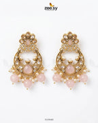 Moon Pearl Stone Chandbali Earrings