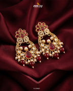 Moon Pearl Stone Chandbali Earrings