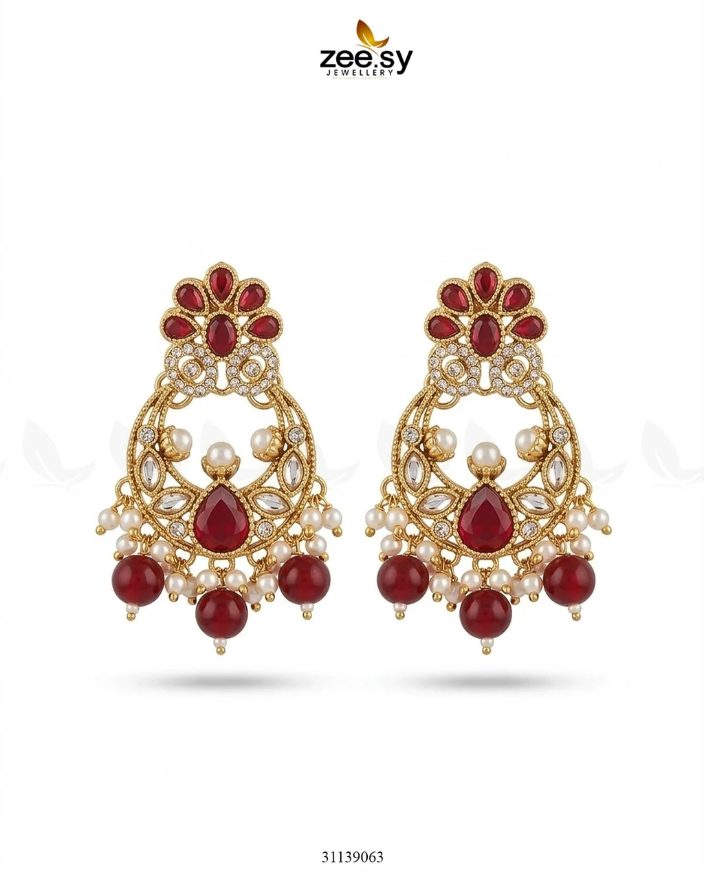 Moon Pearl Stone Chandbali Earrings