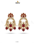Moon Pearl Stone Chandbali Earrings