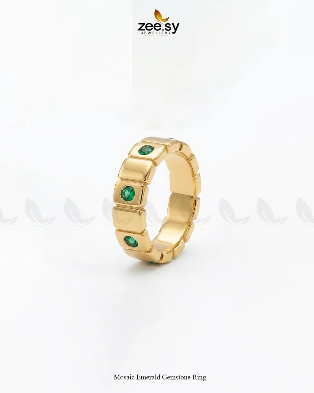 Mosaic Emerald Gemstone Ring
