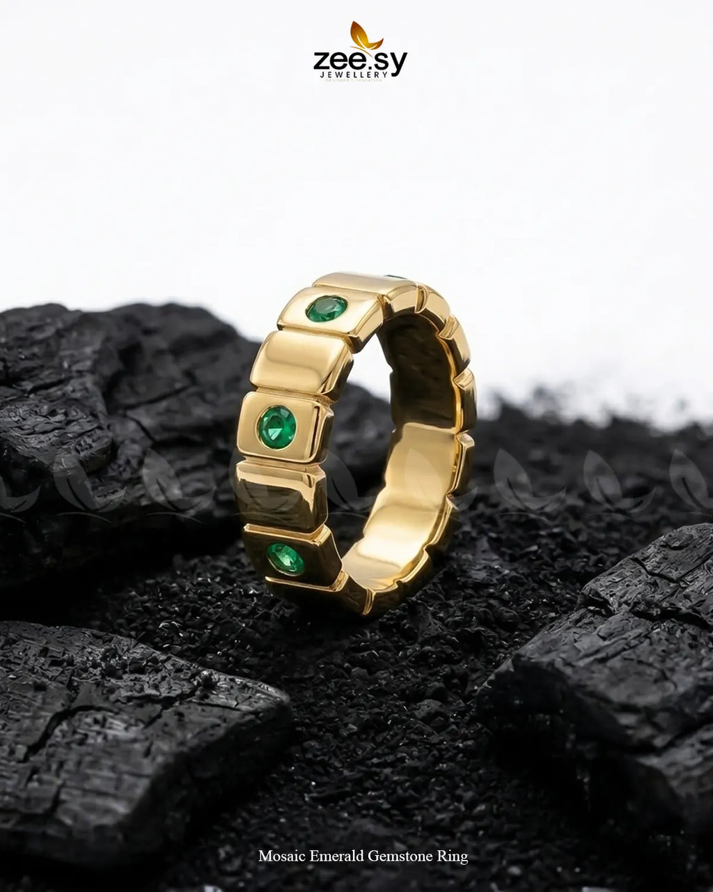 Mosaic Emerald Gemstone Ring
