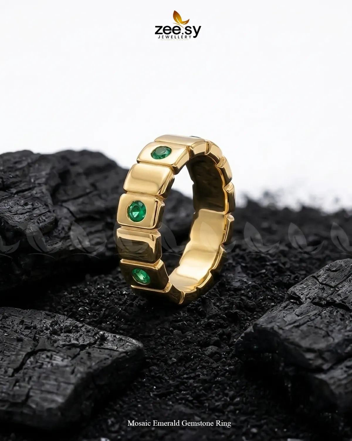 Mosaic Emerald Gemstone Ring