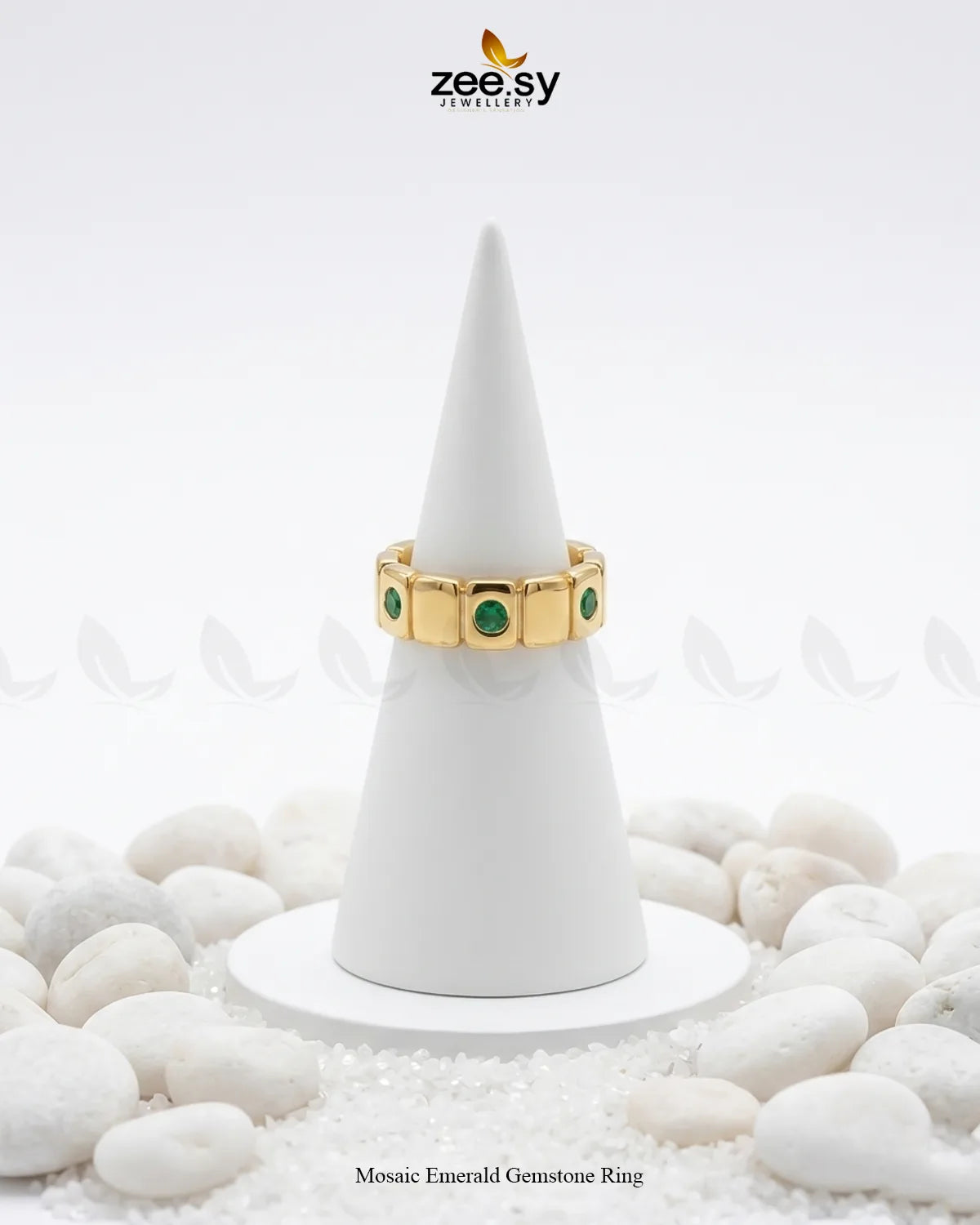 Mosaic Emerald Gemstone Ring