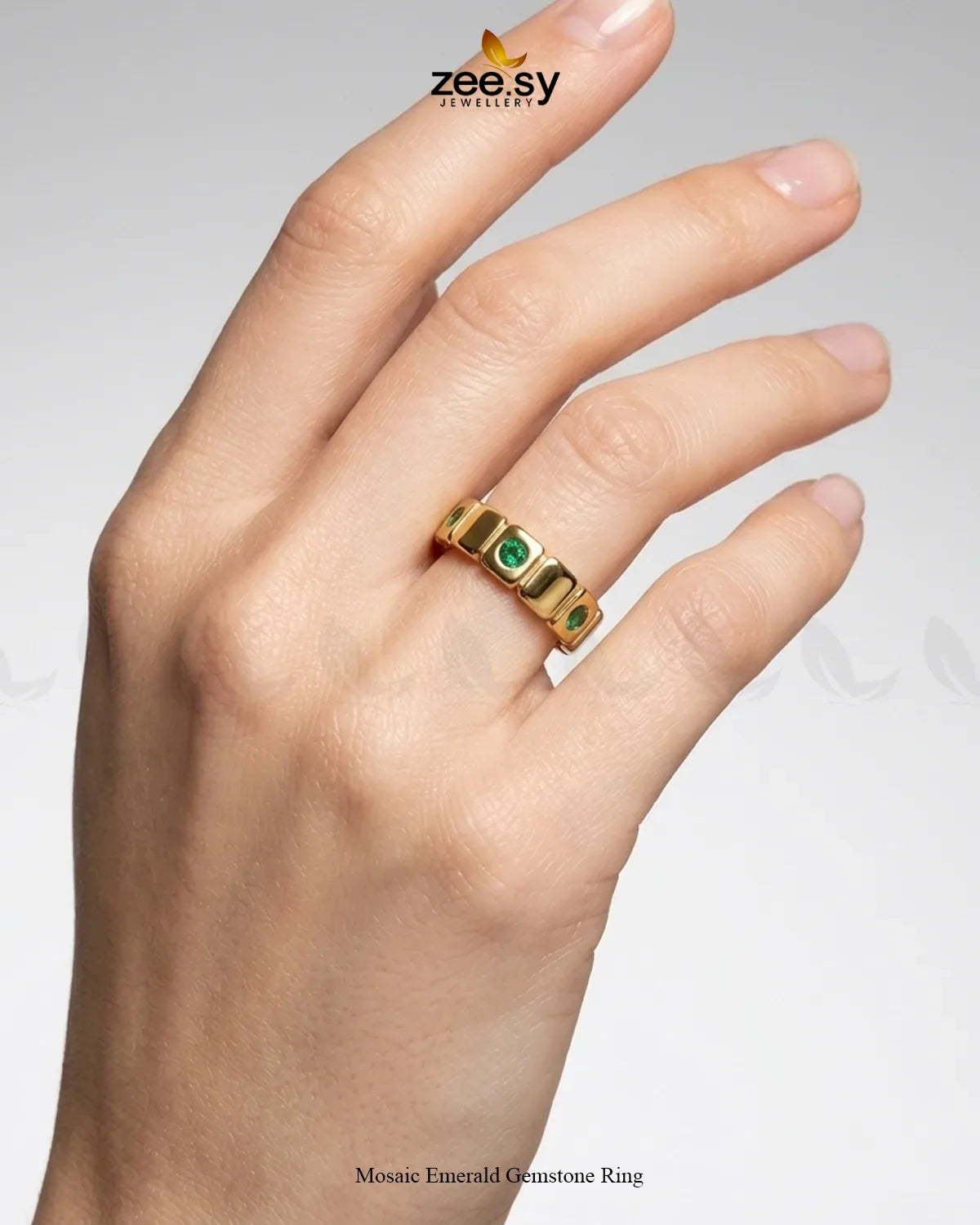 Mosaic Emerald Gemstone Ring