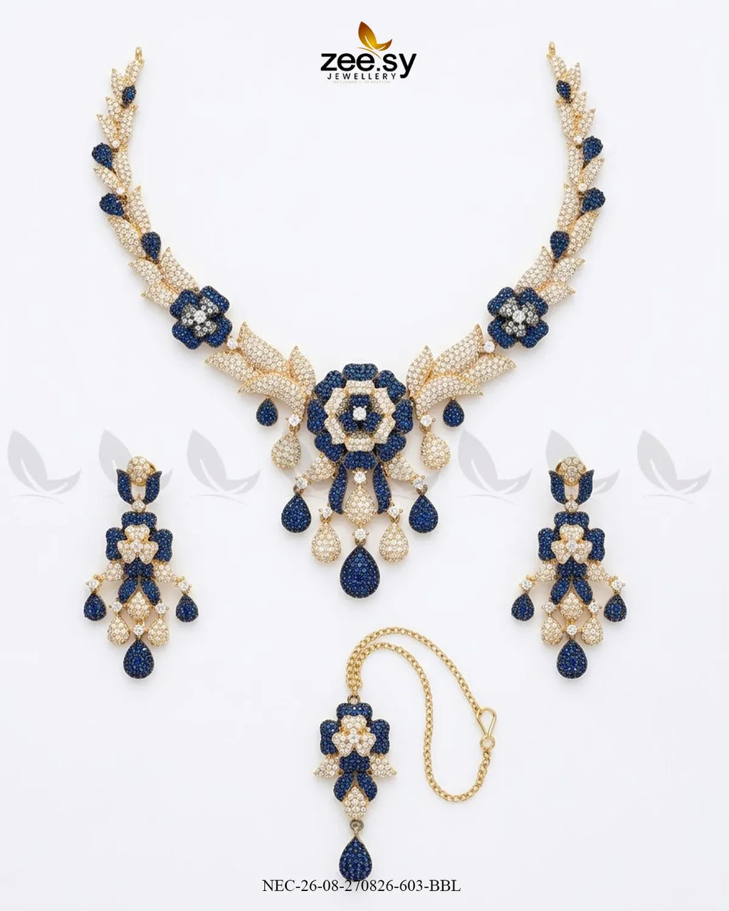 Ocean Zirconia Necklace Set - Black