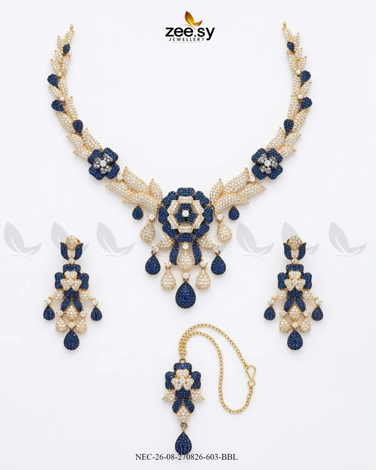 Ocean Zirconia Necklace Set - Black