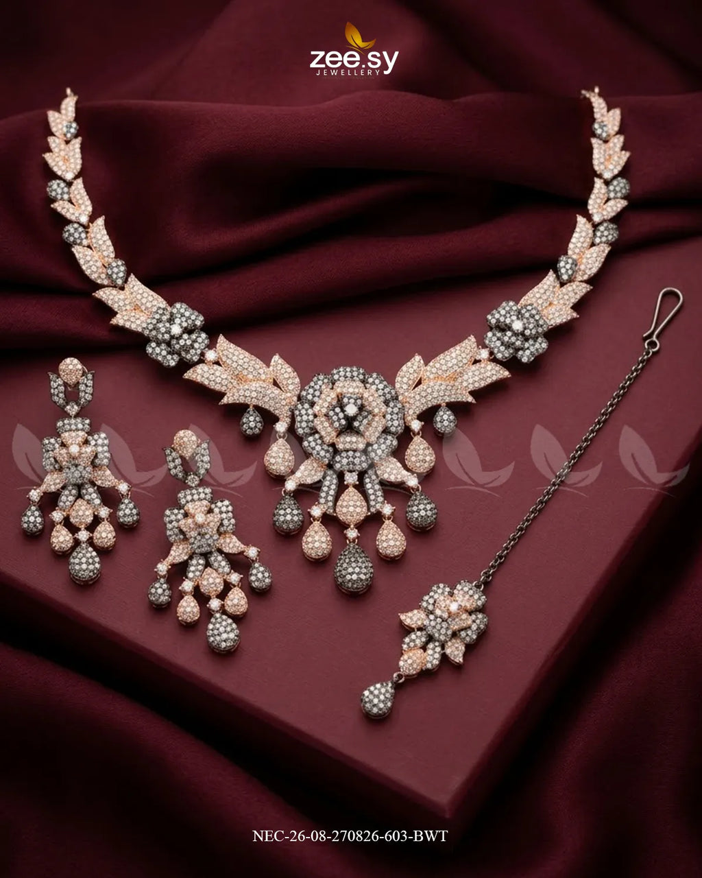 Ocean Zirconia Necklace Set - Black