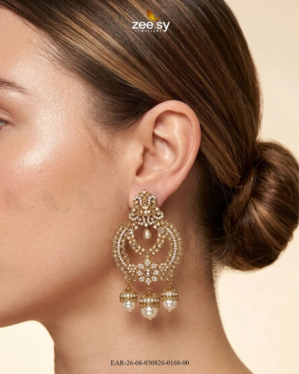 Ornate Multi Stone Chandbali Earrings