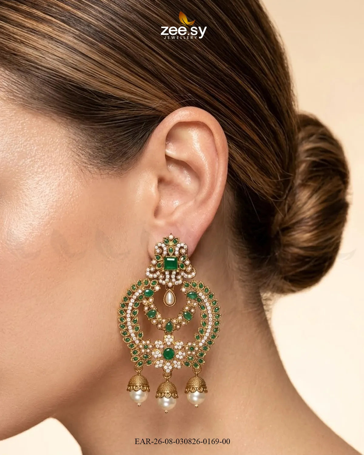 Ornate Multi Stone Chandbali Earrings