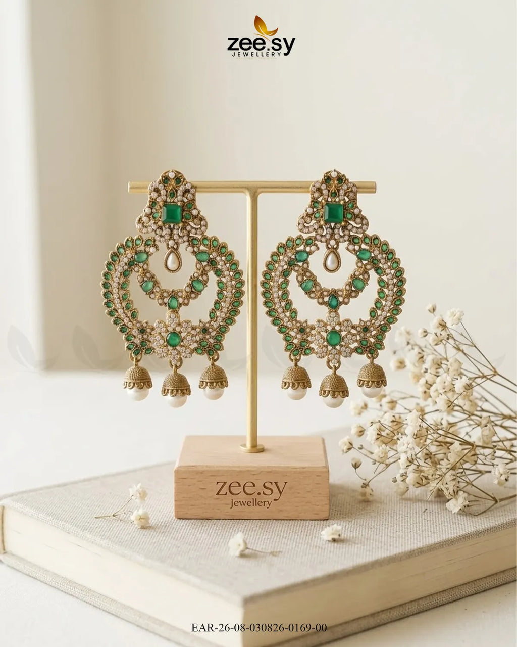 Ornate Multi Stone Chandbali Earrings