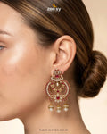 Ornate Multi Stone Chandbali Earrings
