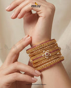Ornate Petal Medallion Bangles