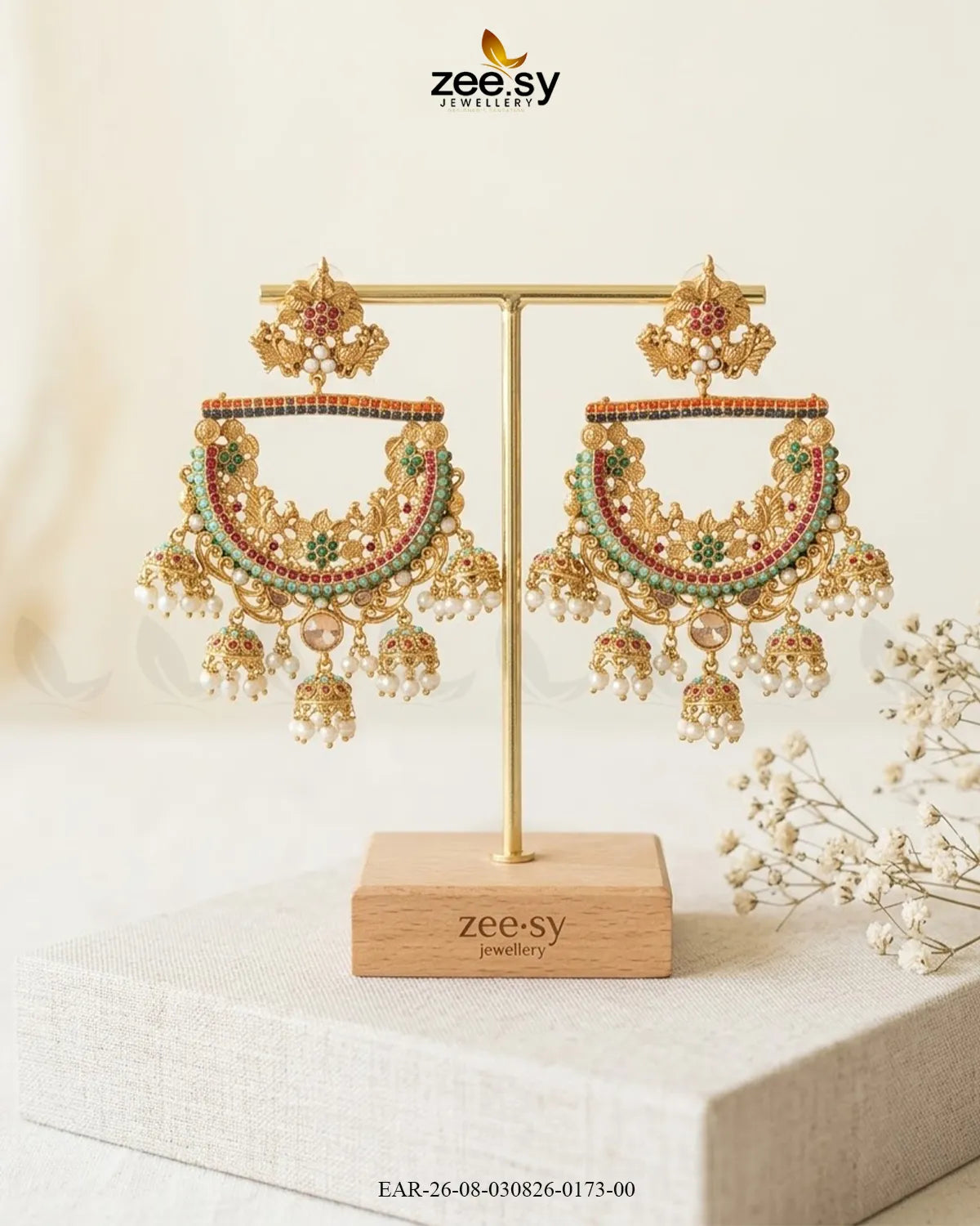 Rangmahal Chandbali Pearl Earrings