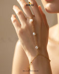 Refined Triple Pearl Finger Bracelet