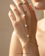 Refined Triple Pearl Finger Bracelet