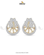 Royal Floral Zircon Earrings - Golden