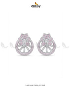 Royal Floral Zircon Earrings - Silver