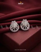 Royal Floral Zircon Earrings - Silver