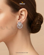 Royal Floral Zircon Earrings - Silver