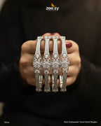 Rich Sentimental Tiered Motif Bangles - Silver