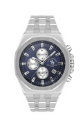 Quartz Dual Time Gents Watch – Gun Black Silver Chain (SB.1.10546-3)