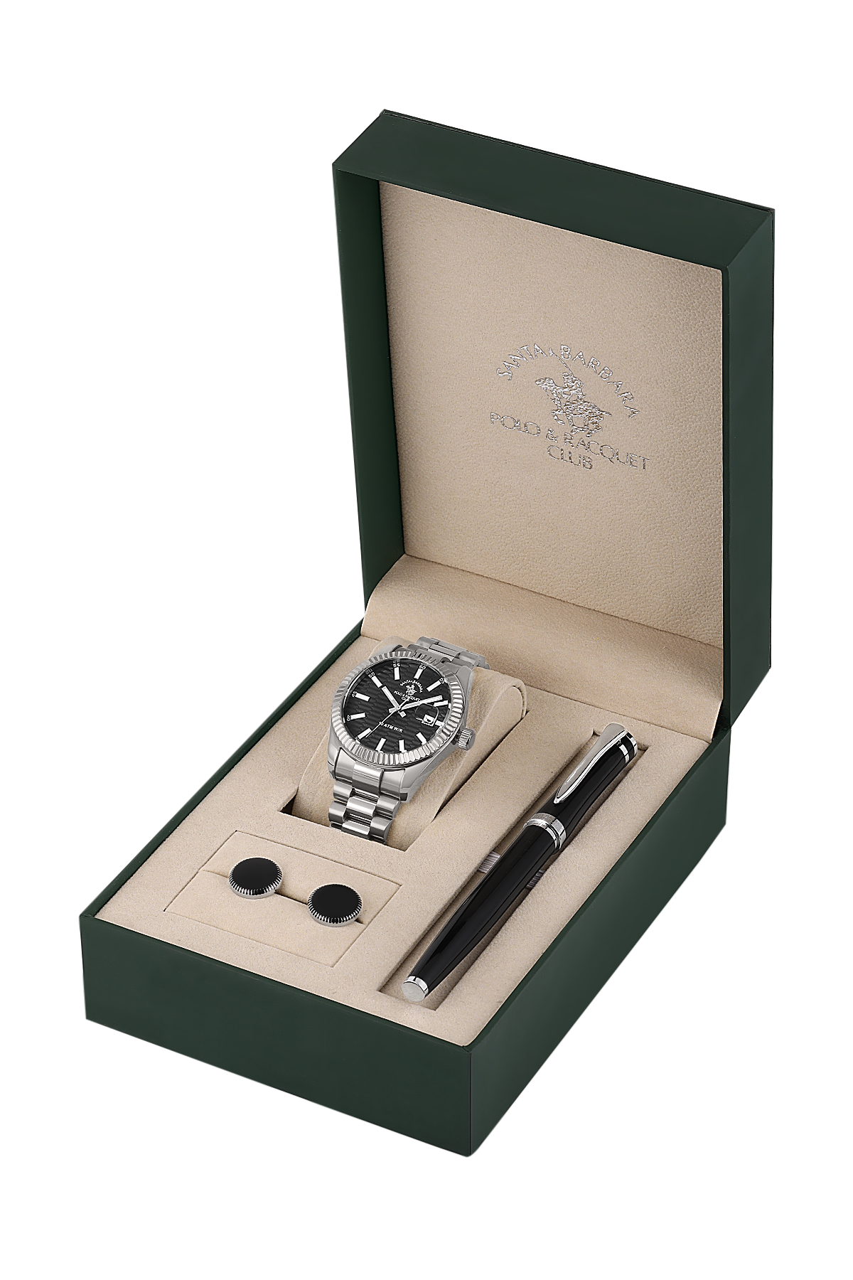 Gents Gift Watch Set – Black Silver Chain (SB.1.10646-2)