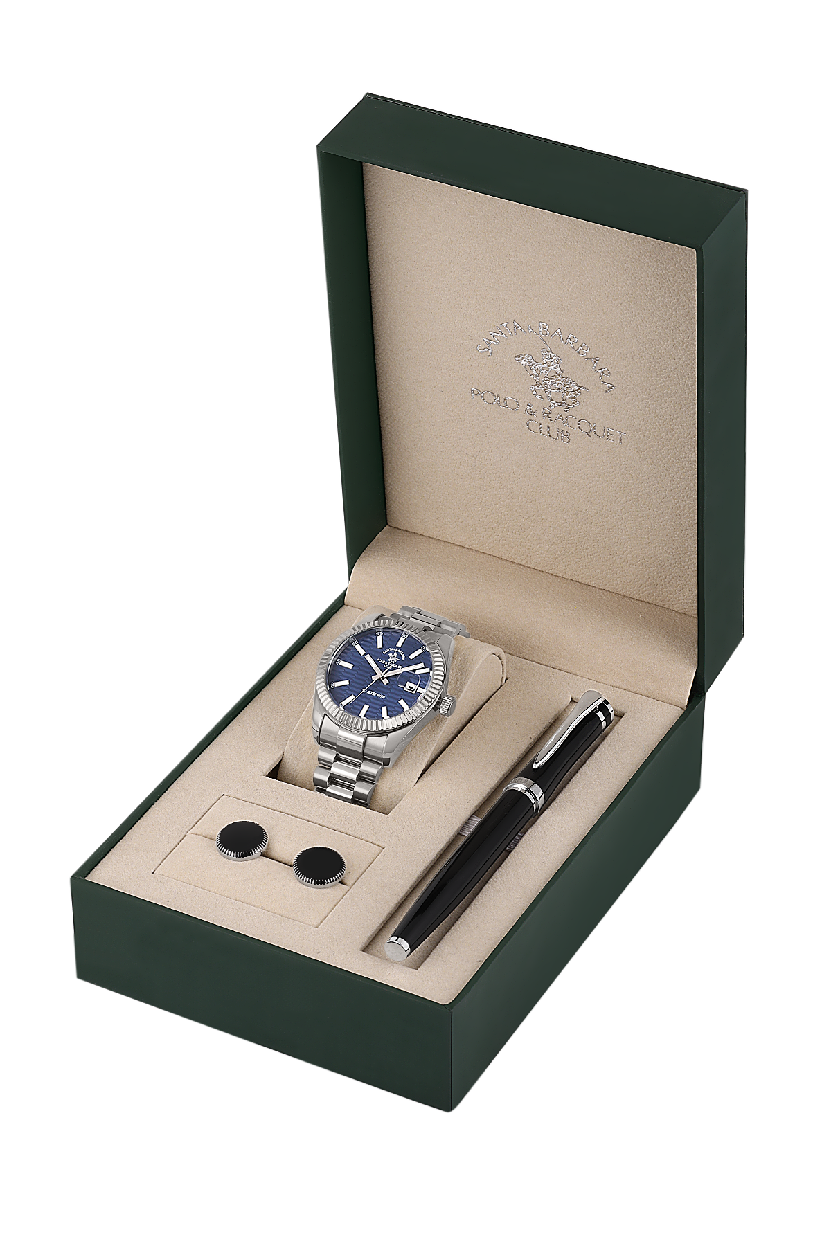 Gents Gift Watch Set – Dark Blue Silver Chain (SB.1.10646-3)
