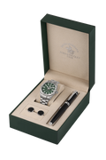 Gents Gift Watch Set – Dark Green Silver Chain (SB.1.10646-4)