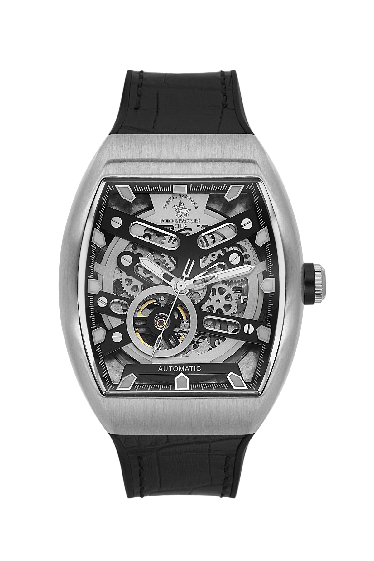 Skeleton Automatic Gents Watch – Silver Leather Belt (SB.1.10650-1)