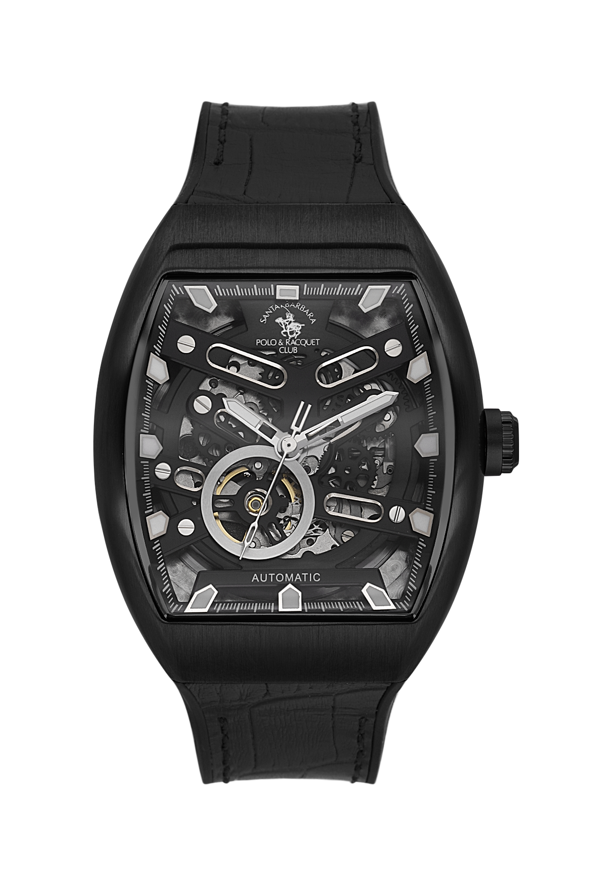 Skeleton Automatic Gents Watch – Black IP Black Leather (SB.1.10650-2)