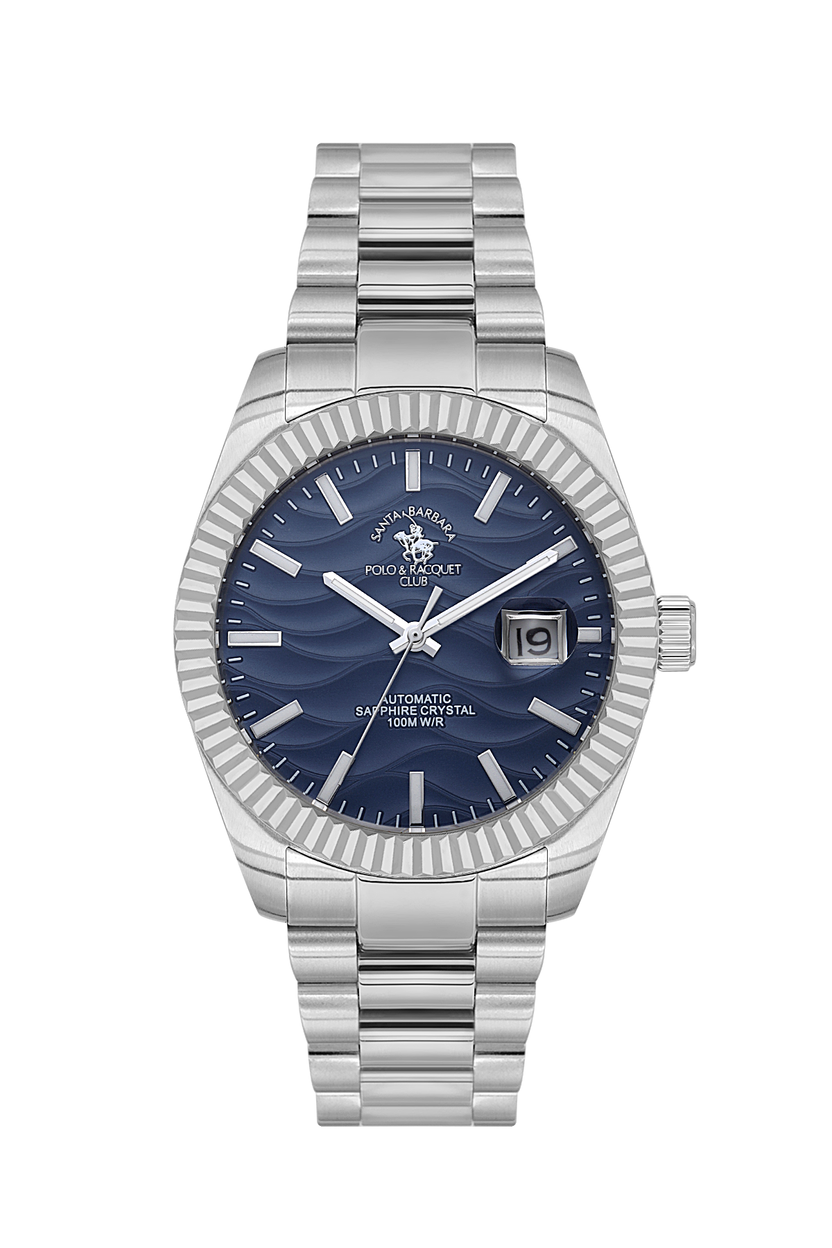 Automatic Date Gents Watch – Dark Blue Silver Chain (SB.1.10654-2)