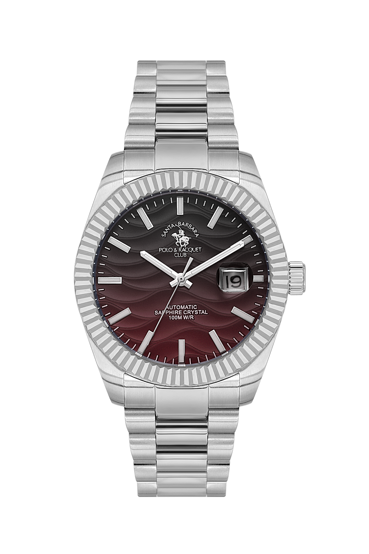 Automatic Date Gents Watch – Black Red Silver Chain (SB.1.10654-4)