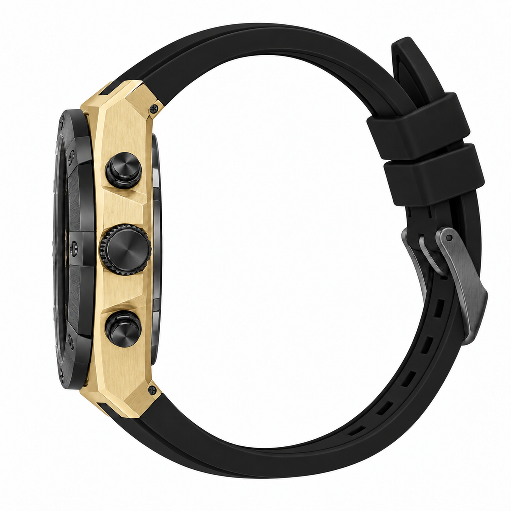 Chronograph Gents Watch – Black IP Black Gold Strap (SB.1.10659-3)