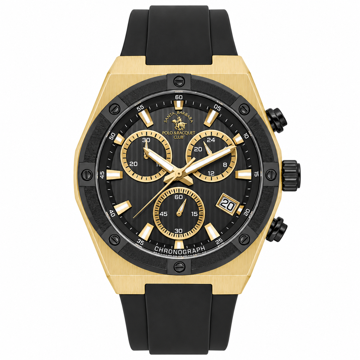 Chronograph Gents Watch – Black IP Black Gold Strap (SB.1.10659-3)