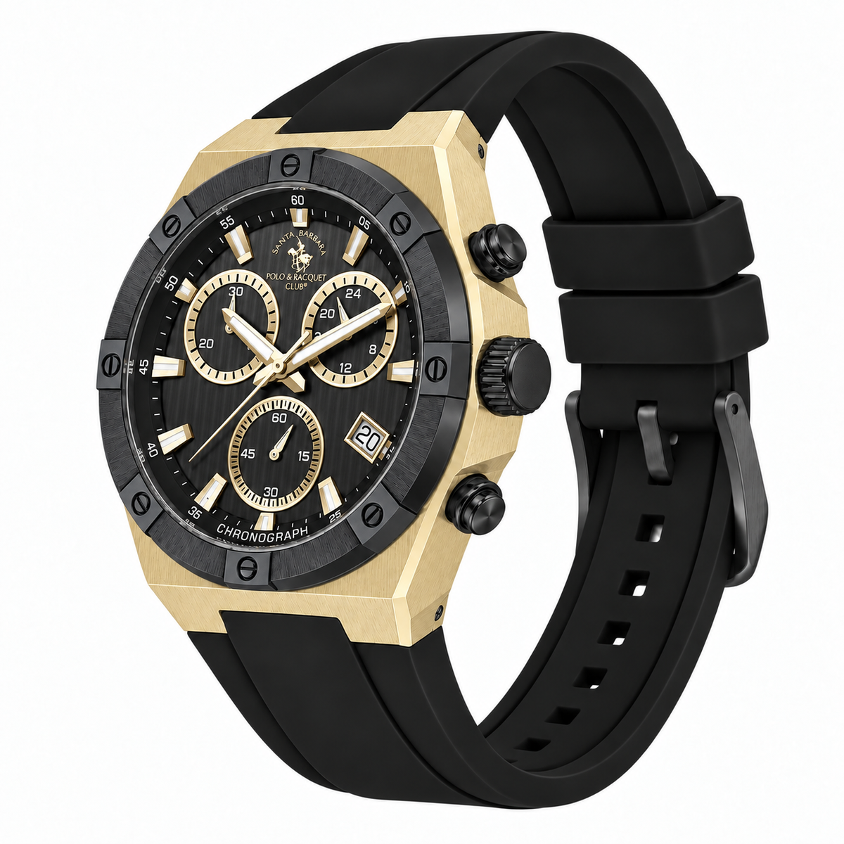 Chronograph Gents Watch – Black IP Black Gold Strap (SB.1.10659-3)