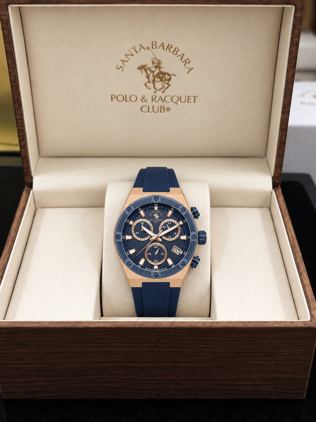 Chronograph Gents Watch – Blue Rosegold Silicon (SB.1.10659-5)