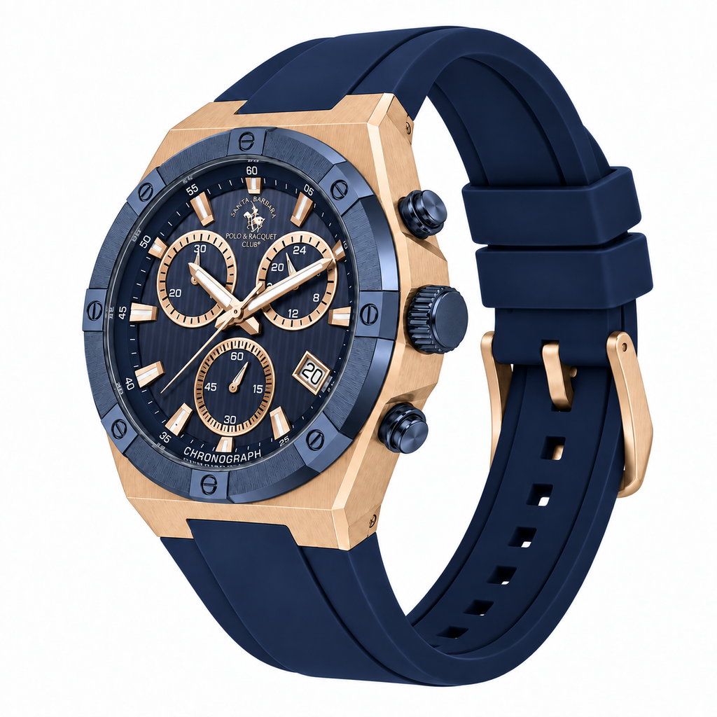 Chronograph Gents Watch – Blue Rosegold Silicon (SB.1.10659-5)
