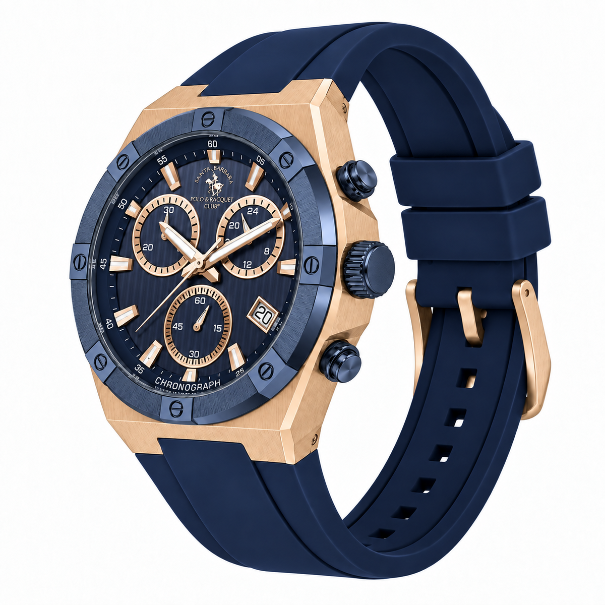 Chronograph Gents Watch – Blue Rosegold Silicon (SB.1.10659-5)