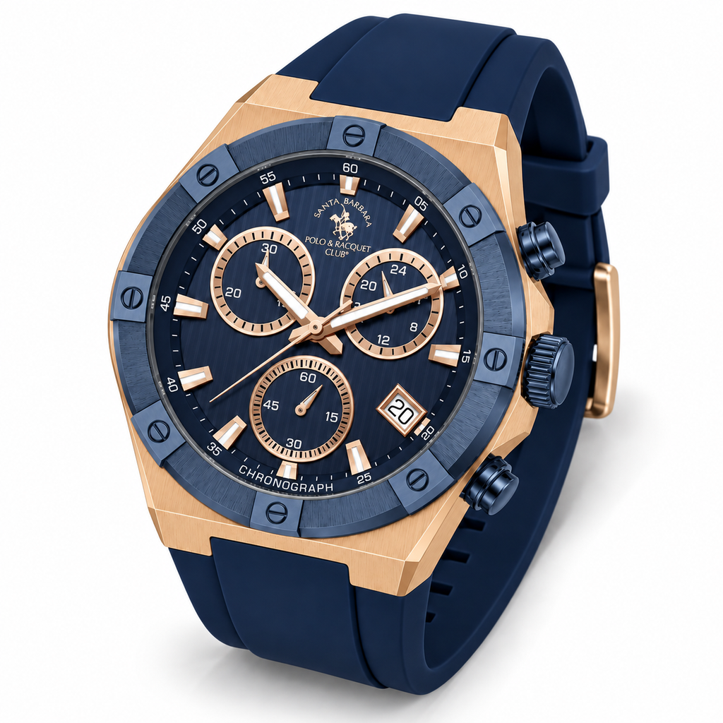 Chronograph Gents Watch – Blue Rosegold Silicon (SB.1.10659-5)